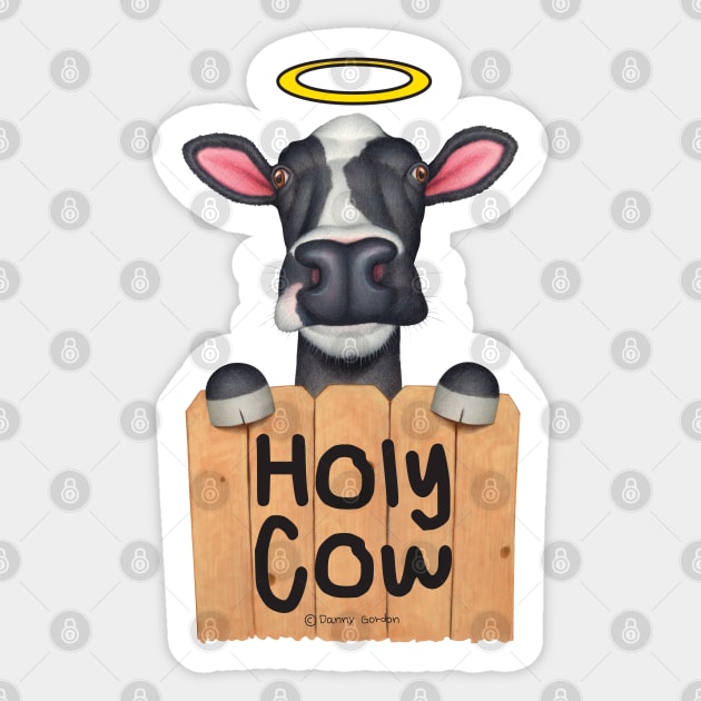 Cute adorable funny cow looking Holy Cow Sticker by Danny Gordon Art